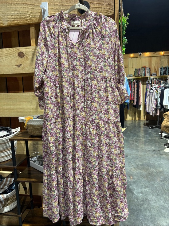 Vanilla Bay Dresses & Skirts - Vanilla Bay Floral Purple and Cream Tiered Midi Dress